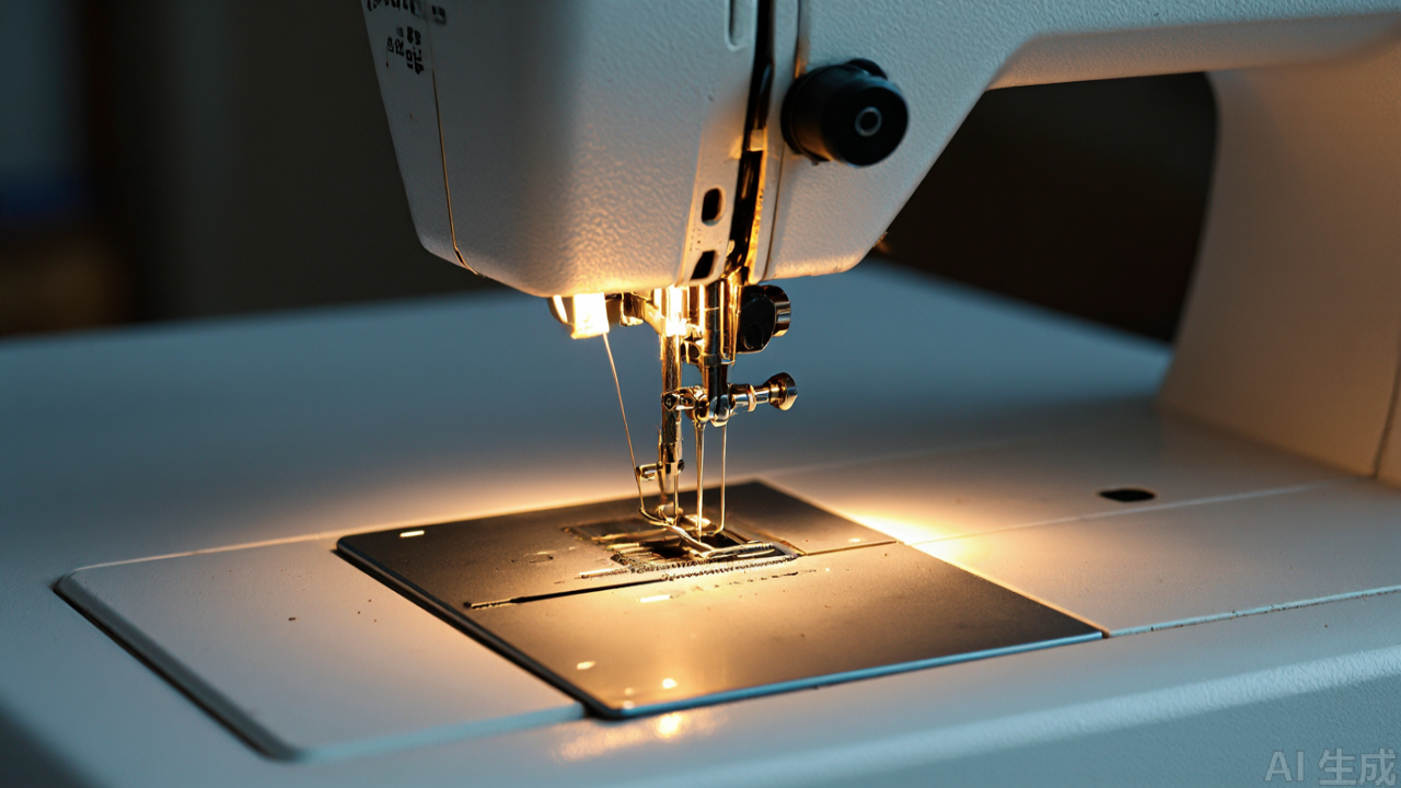 Needle plate slot inspection with magnifier under machine light