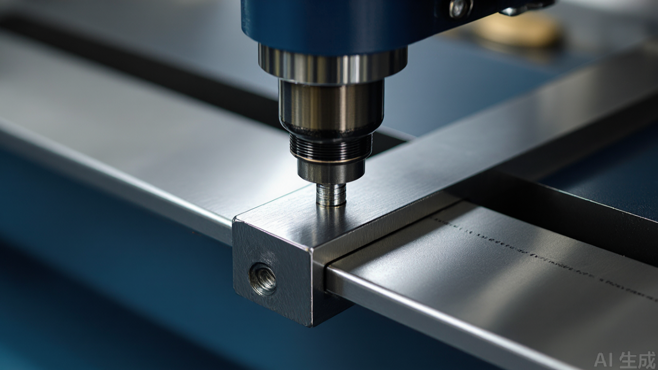 Roller presser foot mounted on an industrial overlock machine Roller presser foot mounted on an industrial overlock machine