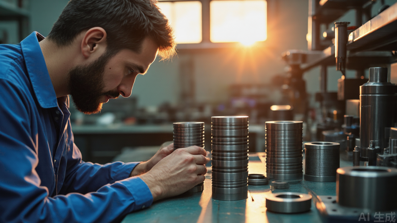 Quality inspector comparing OEM and aftermarket parts side by side