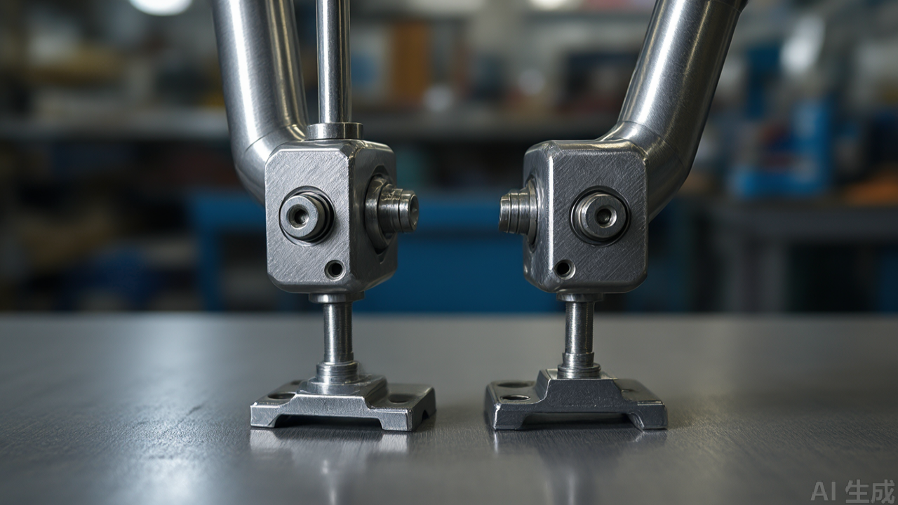 Row of offset presser feet in CL and CR configurations on workbench Row of offset presser feet in CL and CR configurations on workbench