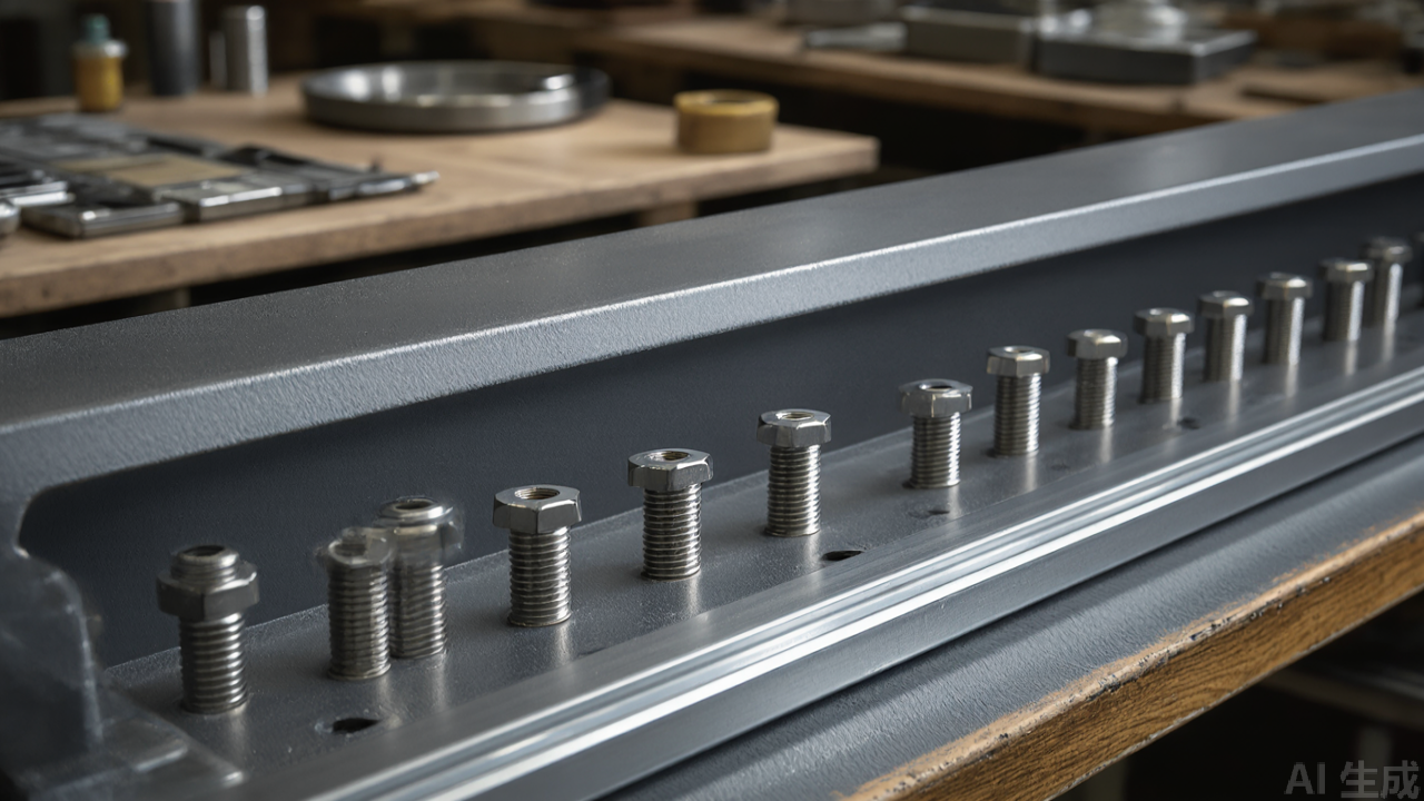 Close-up of folder guide slot showing adjustable overlap bracket