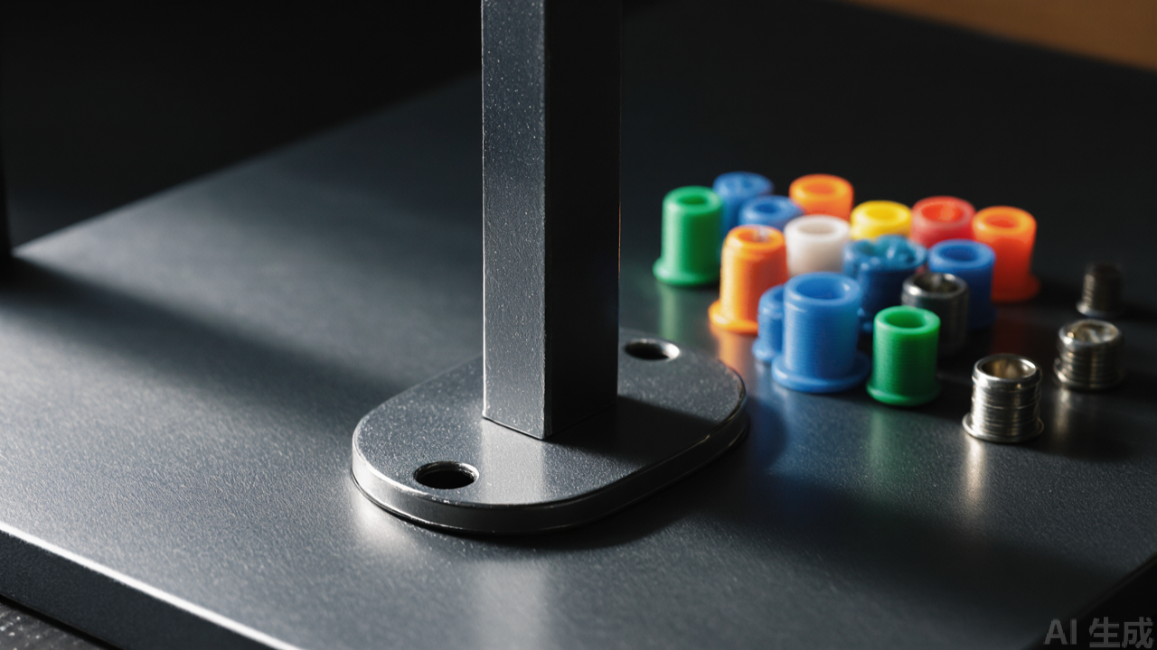 Close-up of magnetic base and bobbin posts Close-up of magnetic base and bobbin posts